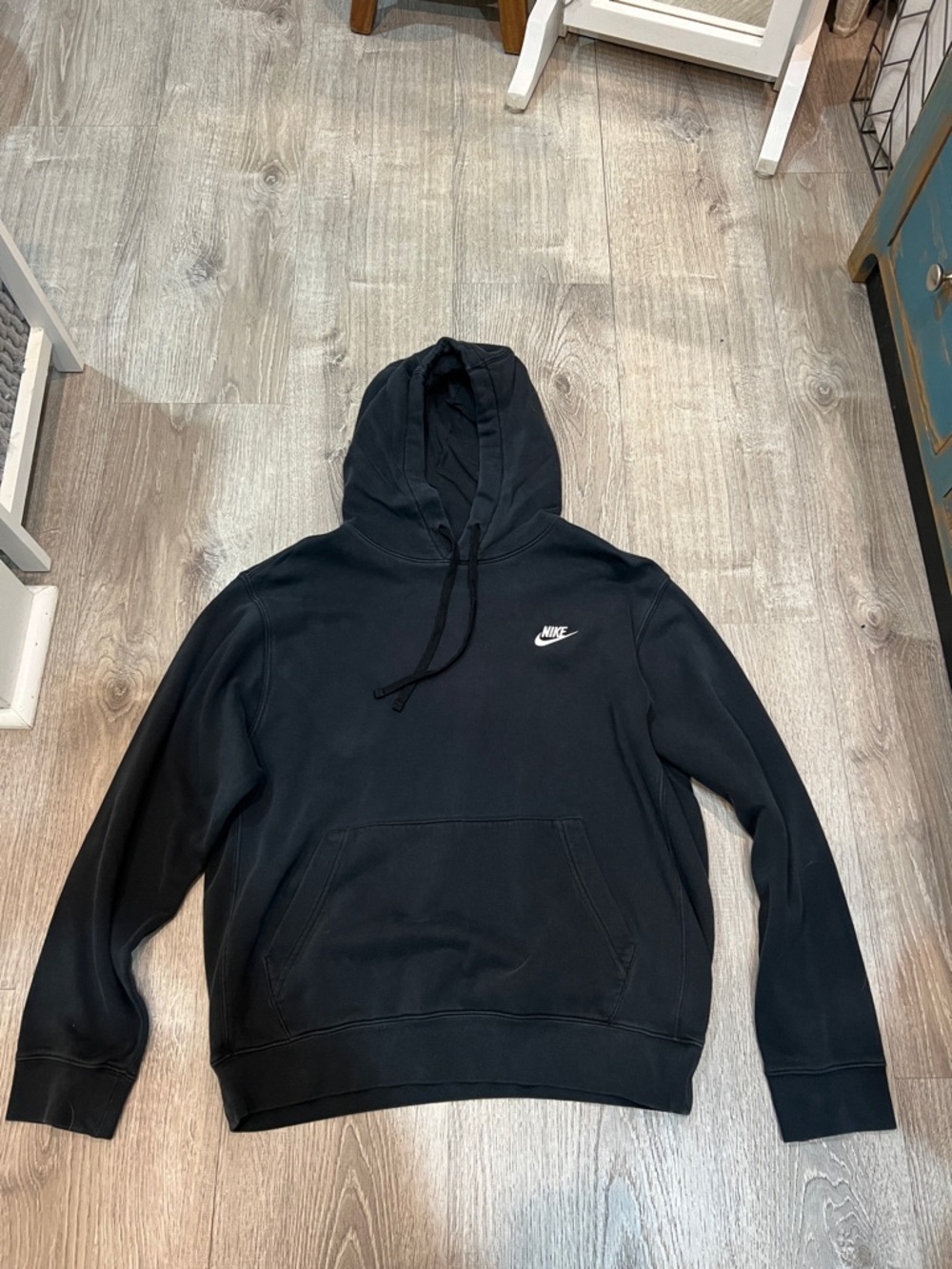 Nike Black Pullover Hoodie with White Swoosh L